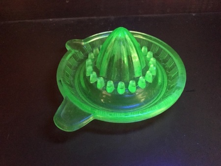 Vintage Green Uranium Glass Lemon Squeezer