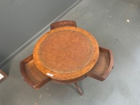 Round Timber Side Table with Drawers  - 3