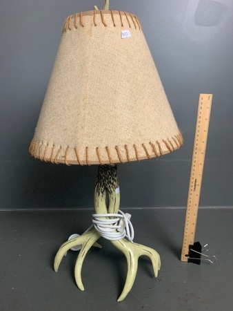 Faux Deer Horn Lamp with Fabric Shade