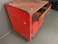 Red Metal Cabinet from old Garage Workshop - 4