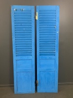 Large Pair of Shutters - Green and Mustard - 1 with Hinges - 2