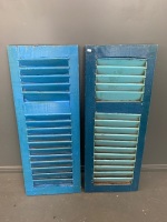 Pair of Small Shutters - Painted Blue and Green - 2