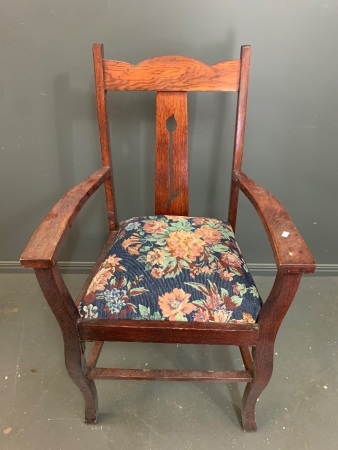 Edwardian Carver Chair with Tapestry Seat C1910