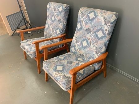 2 Mid-Century Reclining Lounge Chairs