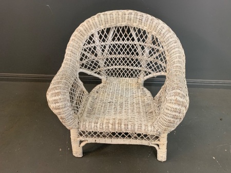 Child's White Cane Chair