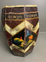 Chinese Qing Dynasty Painted Wooden Rice Barrel with Lid (as is) - 2