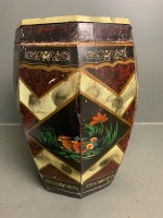 Chinese Qing Dynasty Painted Wooden Rice Barrel with Lid (as is) - 3