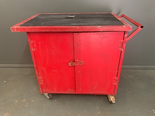 Large Metal Cabinet from an old Garage Workshop - on Lockable Casters