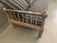 Indian Teak Day Bed with Brass and Steel Fittings And Cushions - 2