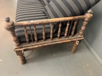 Indian Teak Day Bed with Brass and Steel Fittings And Cushions - 3