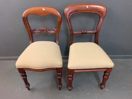 2 x Victorian Ballloon Back Timber Upholsered Dining Chairs