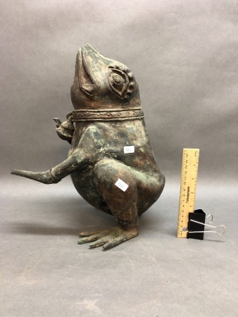 Vintage Hollow Bronze Frog Statue