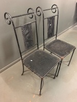 2 Water Buffalo Hide Stretched Over Steel Frame Chairs - 3