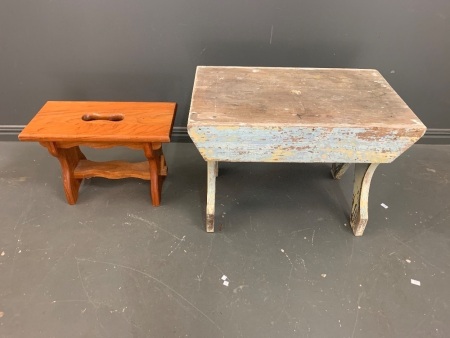 2 Stools - 1 Pine, 1 Tantric Oak