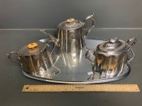 Silver Plated Tea Service Set - 1 Piece Dated 1943 - 2