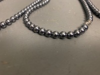 10 Hematite Round Stone Beaded Necklaces with Screw Clasps - 2