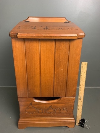 Vintage Onion/Potato Box with Carved Relief