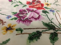 Beautiful Hand Embroided Tablecloth with 11 Matching Serviettes from Spain C1920's - 2