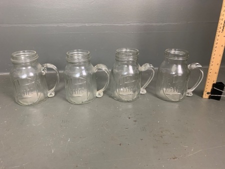 4 Glass Replica Castrol Oil Bottle Mugs