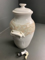 Large Pottery Water Dispenser with Tap - Signed to Base - 3