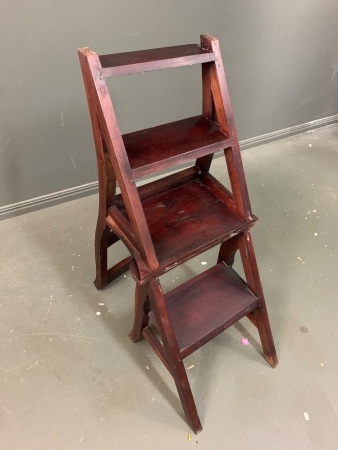 Vintage Wooden Library Step/Chair