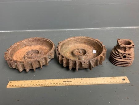 3 x industrial Metalware