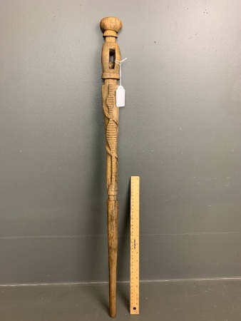 Primitive Hand-carved New Guinea Crocodile Walking Stick