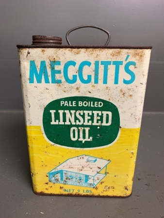 Vintage 'Meggitt's' 1 Gallon Linseed Oil Tin