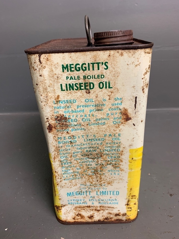 Vintage 'Meggitt's' 1 Gallon Linseed Oil Tin