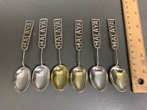 6 Commerative Malaya Teaspoons