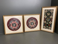 2 Similar Framed Embroideries + 1 Other