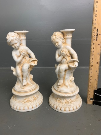 2 Vintage Cherub Ceramic Lamp Bases - no wiring