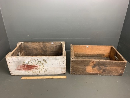 2 Vintage Softdrink Crates - Sawtell's of Maryborough