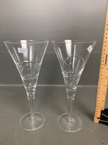 Pair of Saturn by Royal Doulton Crystal White Wine Glasses