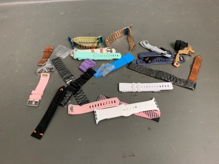 Box of New Wrist Watch Straps inc. Leather and Apple Watch etc - app 23 straps