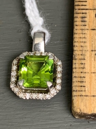 Peridot Diamond Sterling Silver Pendant