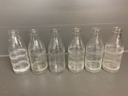 6 Vintage 1Pint Milk Bottles