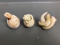 3 Adam Binder Sculptures - Turtle, Frog Snake and Mongoose - 2