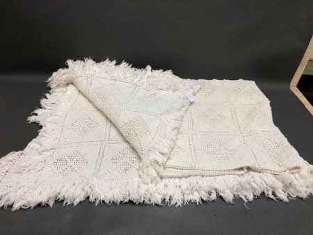 Vintage Hand Crocheted Cotton Double Bedspread