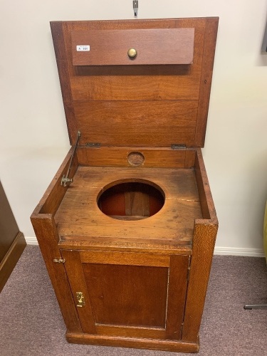 Silky Oak Railway Washstand With Lift-Up Top