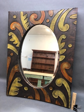 Large Contemporary Metal Framed Oval Bevelled Mirror