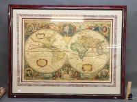 Large Framed Vintage Style Map