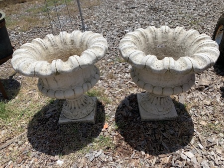 Pair of Concrete Standing Planters