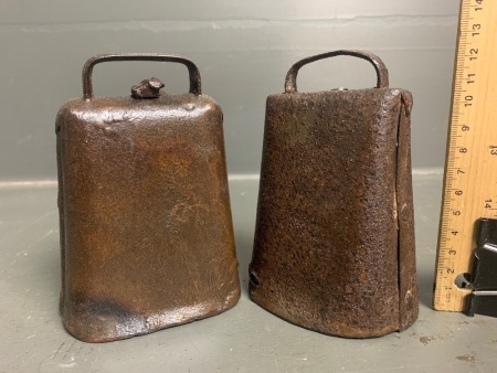 2 Vintage Steel Cow Bells