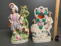 2 Victorian Staffordshire Pottery Figures