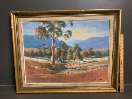 Trees by the Waterhole Oil on Board signed Lee Miller