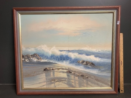 Beach Surf -Oil Painting signed Portman