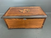 Antique Swiss Music Box in Inlaid Cabinet - 4