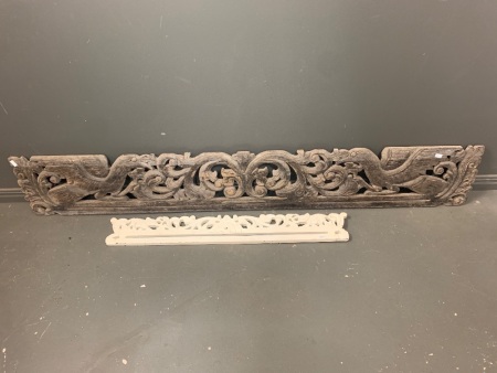 2 Carved Wooden Frieze Work Panels