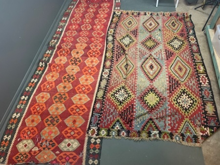 2 Large Worn Navajo Style Rugs